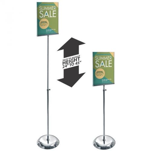 Clear acrylic pedestal sign holder stand w/ adjustable metal pole 8.5&#034;w x 11&#034;h for sale