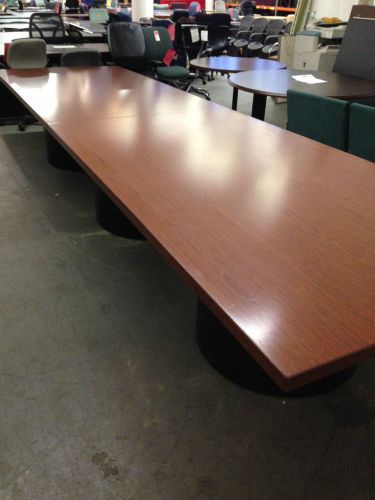 15 ft long  conference table  in cherry color wood  by knoll office furniture for sale