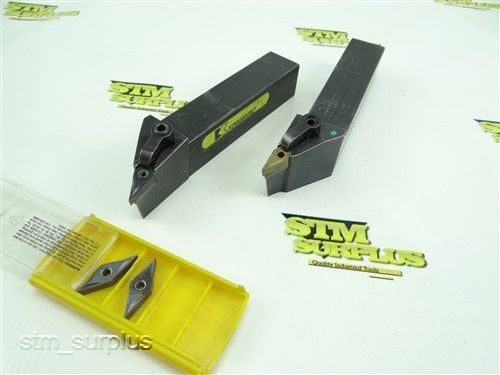 Pair of kennametal indexable turning &amp; facing tool holders 1&#034; shank + inserts for sale