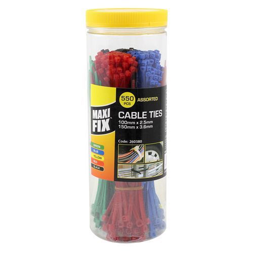 Maxifix cable ties 550pcs small assorted colours 2.5mm 3.6mm easy strong nylon for sale