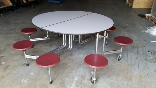 Folding Round Cafeteria Table w stools for 8 (