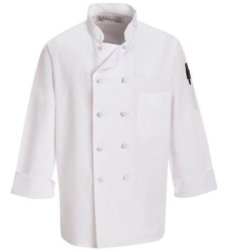 Regent Ovation Spun by Milliken White Large Knot Button Chef Coat