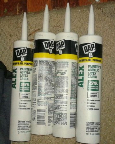 Lot of 4 dap painters acrylic latex caulk white cartridges caulking tubes