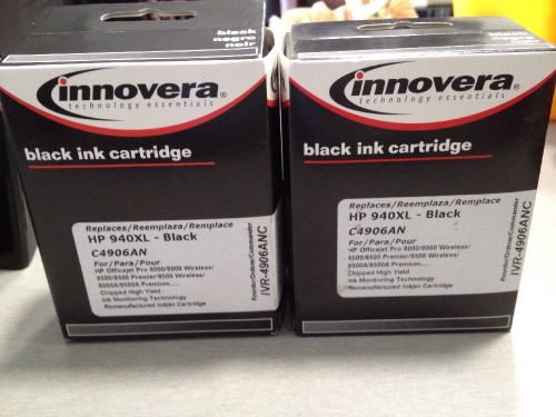 NInnovera C4906AN HP 940XL Black Ink Chipped High Yield 2 Pack Ink * Free Ship *