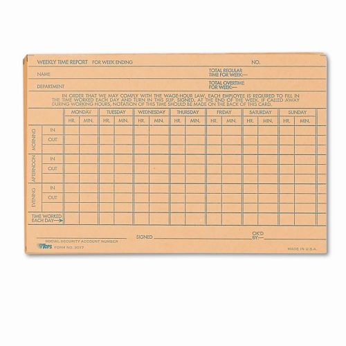Employee Time Report Card, 100/Pack