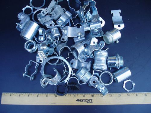 Lot of 55 pieces assorted electrical conduit fittings, supplies, for EMT, rigid