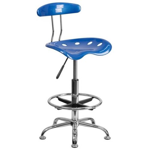 Flash Lot of 24 Vibrant Bright Blue And Chrome Tractor Seat Drafting Stool