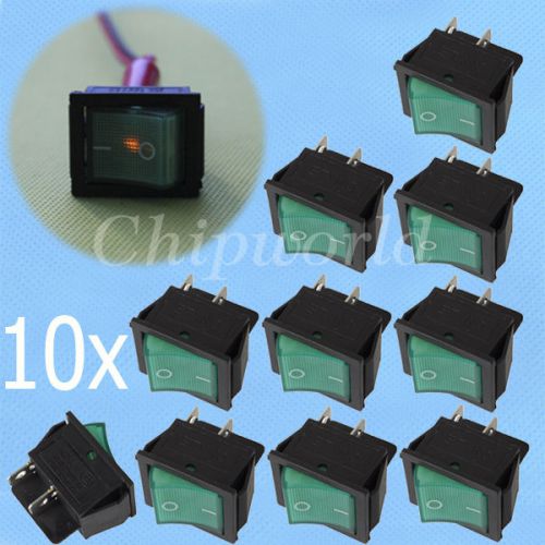 10x Green On-Off Button 4 Pin DPST Boat Rocker Switch 250V AC 16A KCD4-102 new