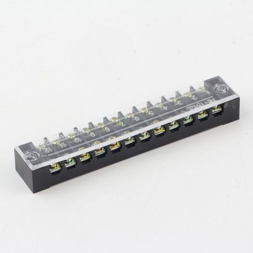 12 Position 15A 600V Barrier Dual Row Terminal Block / Strip With Cover DX