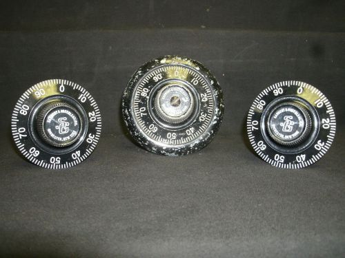 S&amp;G Vintage Safe Lock Dials Lot of &#034;3&#034; Dials w/spindles LOCKSMITH
