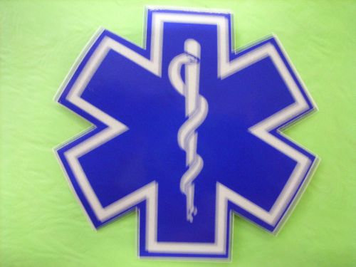 STAR OF LIFE 4&#034; WHITE &amp; BLUE REFLECTIVE DECAL STICKER