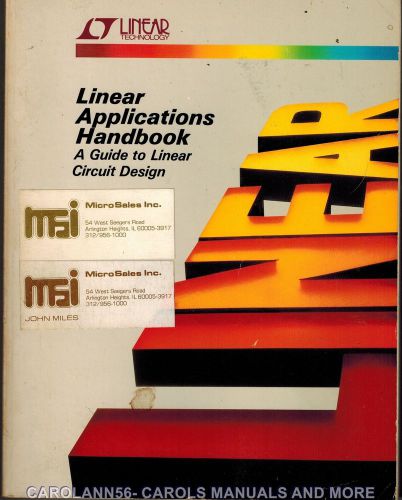 LINEAR TECHNOLOGY Data Book 1987 Linear Applications Handbook