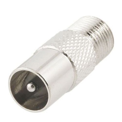Straight Metal F Type Female to TV PAL Male RF Connector Adapter WA