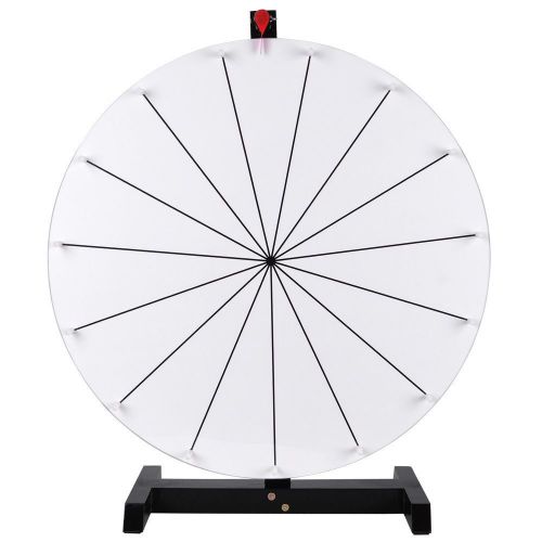 24&#034; 15 Slots White Tabletop Dry Erase Prize Wheel Durable Stand Fortune Carnival