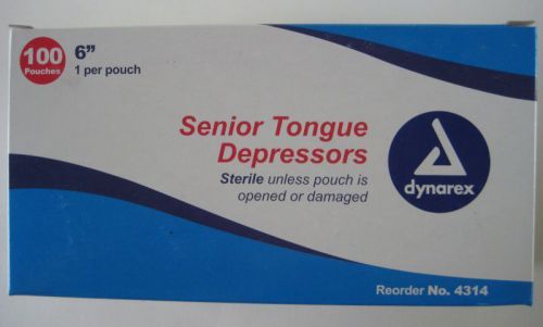 200 Sterile Tongue Depressors, 6&#034; Senior by Dynarex, #4314, 2 boxes of 100 ea