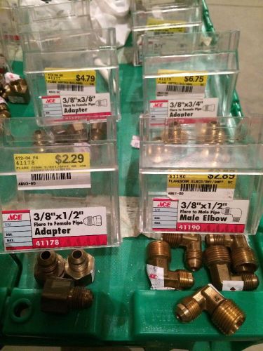 Lot of 18 - 3/8&#034; flare to mpt, fpt adapters &amp; elbows - brass fittings for sale