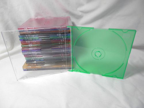 Lot of 80 Slim Thin Color Clear Jewel CD DVD Cases - Variety of Colors Free Ship