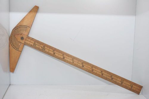 Vintage Wooden Ruler 12&#034; - w/ Protractor / Angle