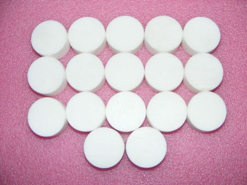 17 TEFLON PTFE DISCS UNUSED CUT OFFS DIAMETER 1.8&#034; X .89&#034;