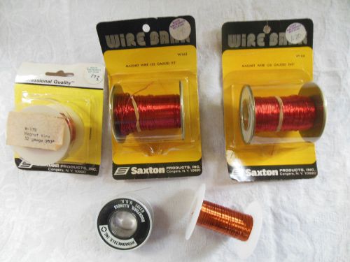 5 spools Magnet Wire 32 22 26 gauge vtg. electronics old radio parts red
