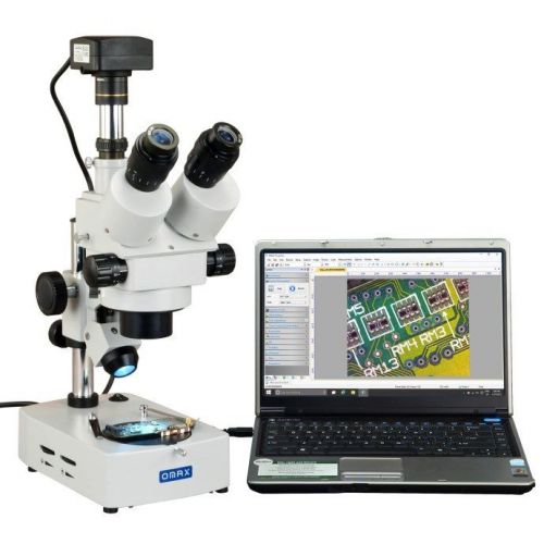 OMAX 3.5X-45X USB3 10MP Trinocular Zoom Stereo Microscope+Dual Light Desk Stand