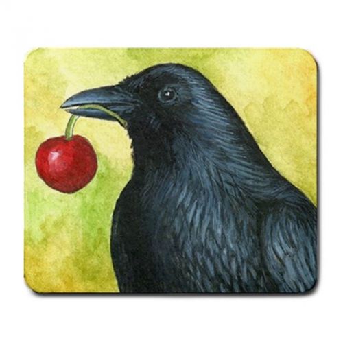 Mousepad Bird 55 Crow Raven from original art painting by L.Dumas