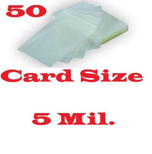 50 card size laminating pouches/sheets 2-5/8 x 3-7/8,  5 mil for sale