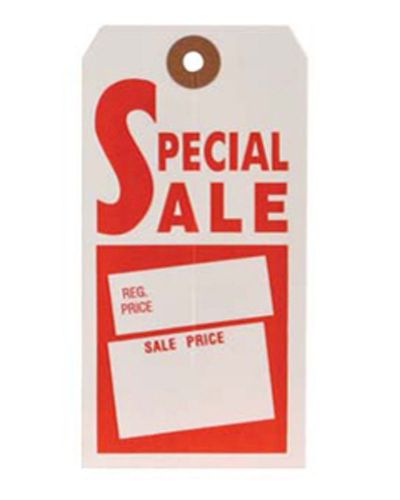 1000 Store Merchandise Red &amp; White Special Sale Tag No String 21/2&#039;&#039;X43/4&#034; S9412