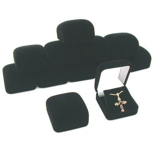 12 Black Flocked Earring Pendant Jewelry Gift Boxes