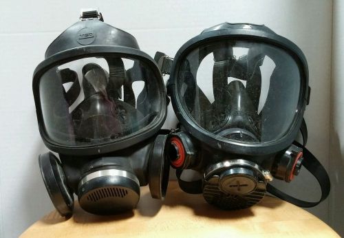 Lot of 3 gas masks (1)=3m, (2)=MSA
