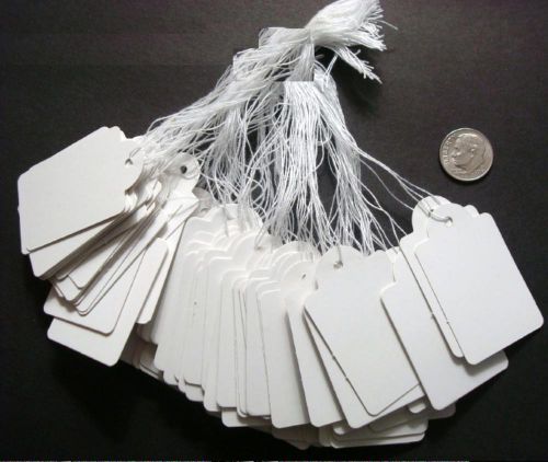 100 White paper jewelry price tags large write on label 1 7/8&#034; x 1 3/16&#034; pt010