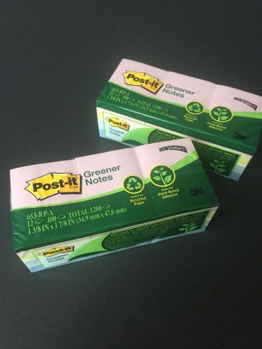 Post-it Greener Notes 1 3/8 IN X 1 7/8 IN 24 Pads/Pack 2400 sheets (653-RP-A)
