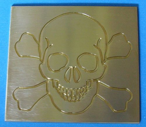 Engraving Template Brass - Scull n Crossbones - Fits a 2-3/4&#034; copy slide. New