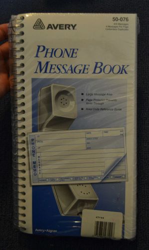 AVERY 50-076 PHONE MESSAGE BOOK 400 MESSAGES CARBONLESS DUPLICATES, NEW! 2 PACK