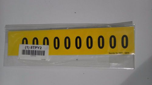 NUMBER LABEL 0, YELLOW, 1&#034;X9/10&#034; PK5 (M1108)