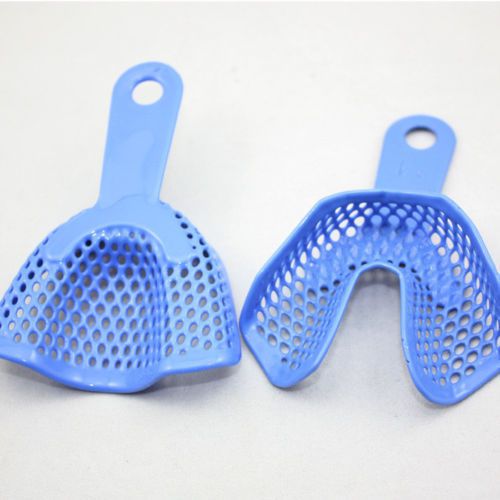 1 Pair Dental Plastic-Steel Impression Trays Upper and Lower in Middle Size