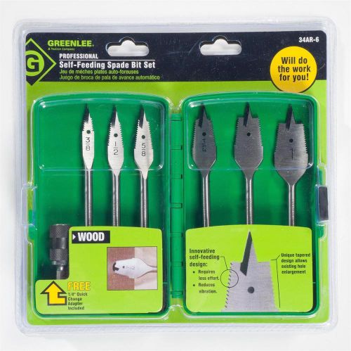 Greenlee Tools 34AR-6 Self-Feeding Spade Bit Kit, 6-Piece Paddle Bit