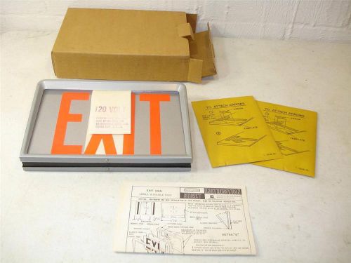 Nos day-brite lighting exit sign steampunk fixture 8026 585x emerson metal steel for sale