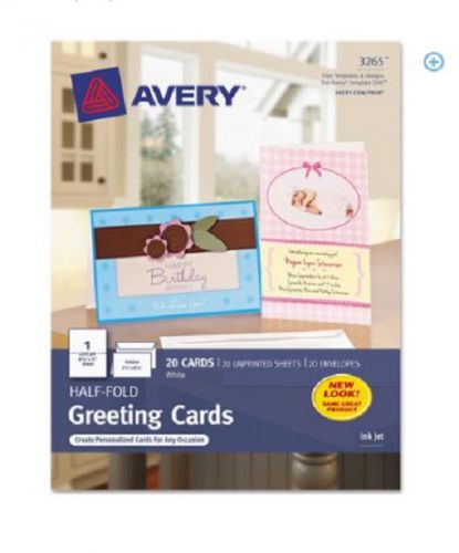 Avery Half-Fold 5-1/2&#034; x 8-1/2&#034; Greeting Cards Matte Box of 20 Matte White