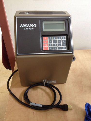 Amano mjr 8000 employee time clock w/260 time cards, key &amp; manual for sale