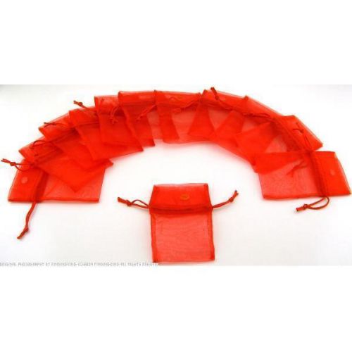 12 Red Organza Drawstring Jewelry Pouches 3&#034;
