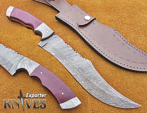 Damascus Steel Custom Handmade Hunting Knife, Micarata Handle by Knives Exporter