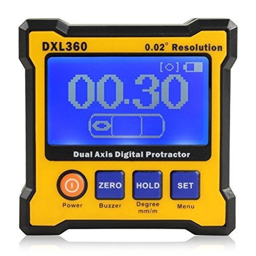 Floureon axis level box inclinometer dual axis digital angle protractor with 5 for sale