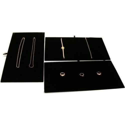 3 black velvet display chain board tray inserts 14 1/8&#034; for sale