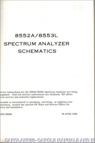 HP Manual 8552A 8553L SPECTRUM ANALYZER SCHEMATICS