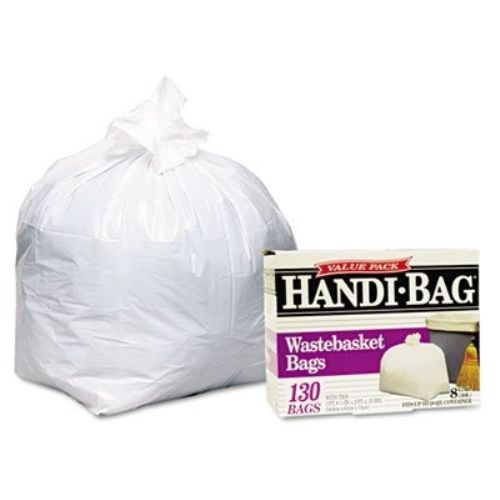 Handi-Bag Super Value Pack, 8gal, .6mil, 22 x 24, White, 130/Box