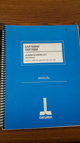 Okuma OSP7000M  OSP700M  Alarm &amp; Error List  (3rd Edition)