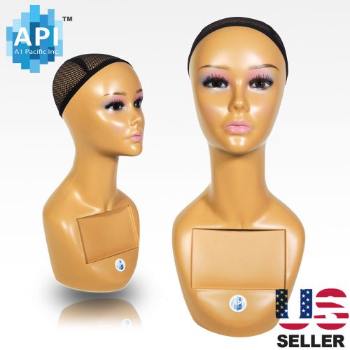 Realistic plastic female mannequin head lifesize display wig hat 18&#034; a1 for sale