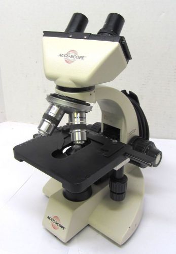 Accu-Scope 3004 Binocular Microscope 4x 10x 40x 100x Objectives TESTED 54711