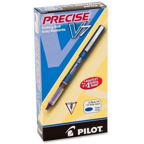 Pilot Precise V7 Stick Rolling Ball Pens Fine Point Blue Ink Dozen 12 pens